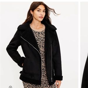 Loft faux suede aviator jacket